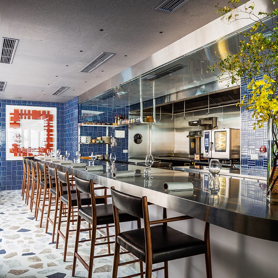 Interior of Mono open kitchen seating